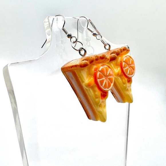 Pie Earrings - Fruit Earrings - Orange Pie - Bakery Earrings - Gifts For Bakers - Picture 2 of 10